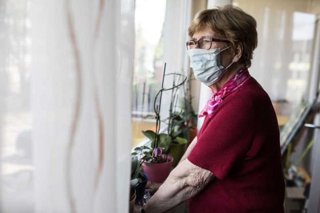 coronavirus senior practicing safety due to the coronavirus