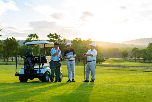Group of Asian people businessman and senior CEO enjoy outdoor sport lifestyle Group of Asian people businessman and senior CEO enjoy outdoor sport lifestyle
