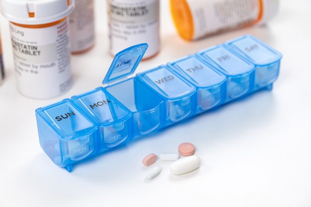 Blue color weekly medicine organizer Blue color weekly medicine organizer