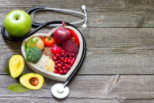 Healthy food in heart and cholesterol diet concept Healthy food in heart and cholesterol diet concept