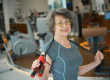 elderly lady performs special exercises