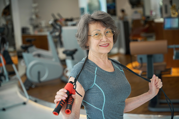 elderly lady performs special exercises elderly lady performs special exercises
