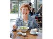 Senior women having salad and coffee