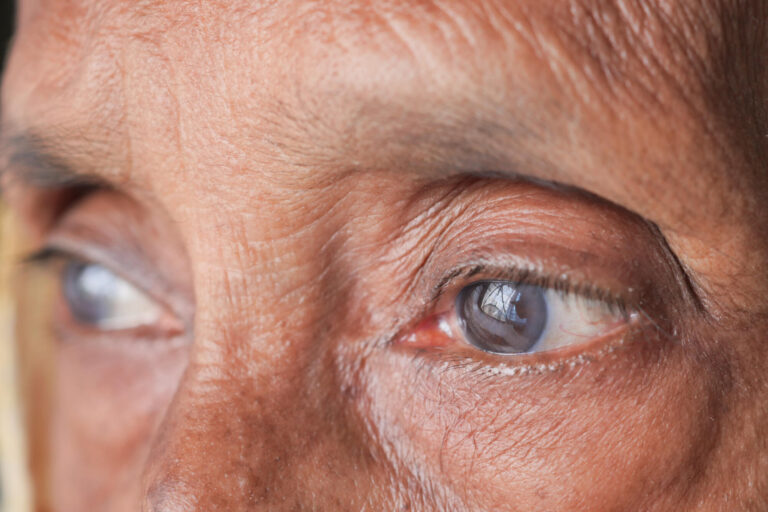 detail shot of asian senior women eye